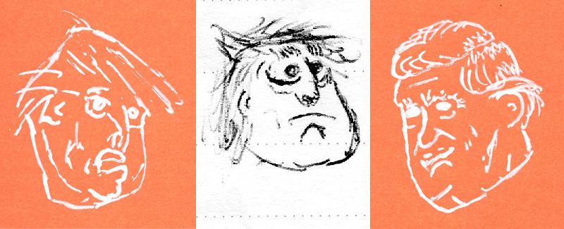 Sketches of sad Trump